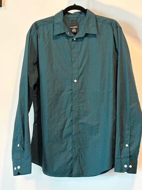 H&M Teal Microdot Long-Sleeve Dress Shirt